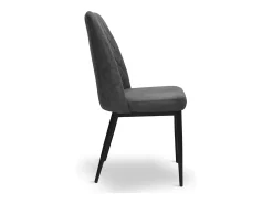 Silla de comedor Alma en microfibra nobuk gris oscuro con patas de metal negro