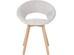 Silla de comedor Almada III (set de 6), textil, crema/gris