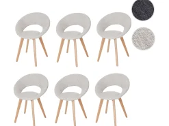 Silla de comedor Almada III (set de 6), textil, crema/gris