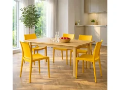 Silla de comedor Altea en plástico color Amarillo Mostaza modelo confort