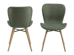 Silla de comedor Bali en color verde y patas en roble macizo.