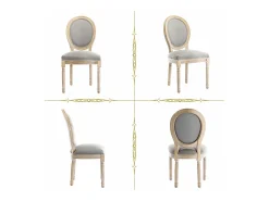 Silla de comedor barroca, sillas de comedor estilo rústico francés, silla barroca, silla tapizada, juego de 2 sillas de cocina de madera, color gris