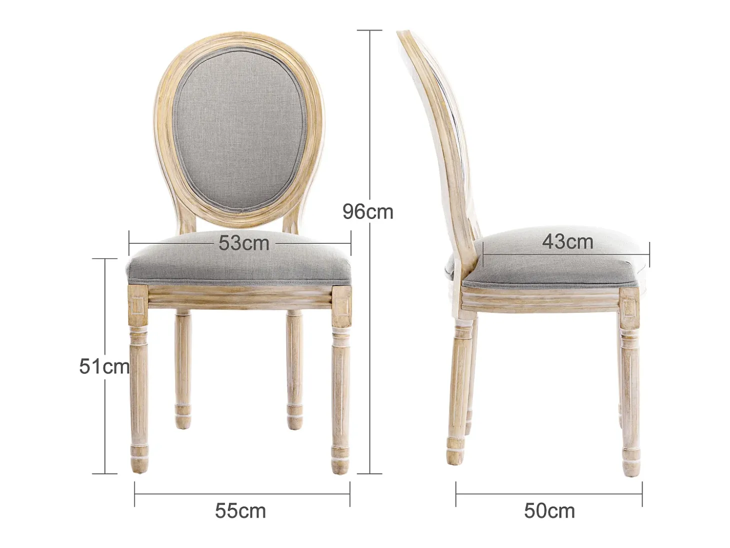 Silla de comedor barroca, sillas de comedor estilo rústico francés, silla barroca, silla tapizada, juego de 2 sillas de cocina de madera, color gris