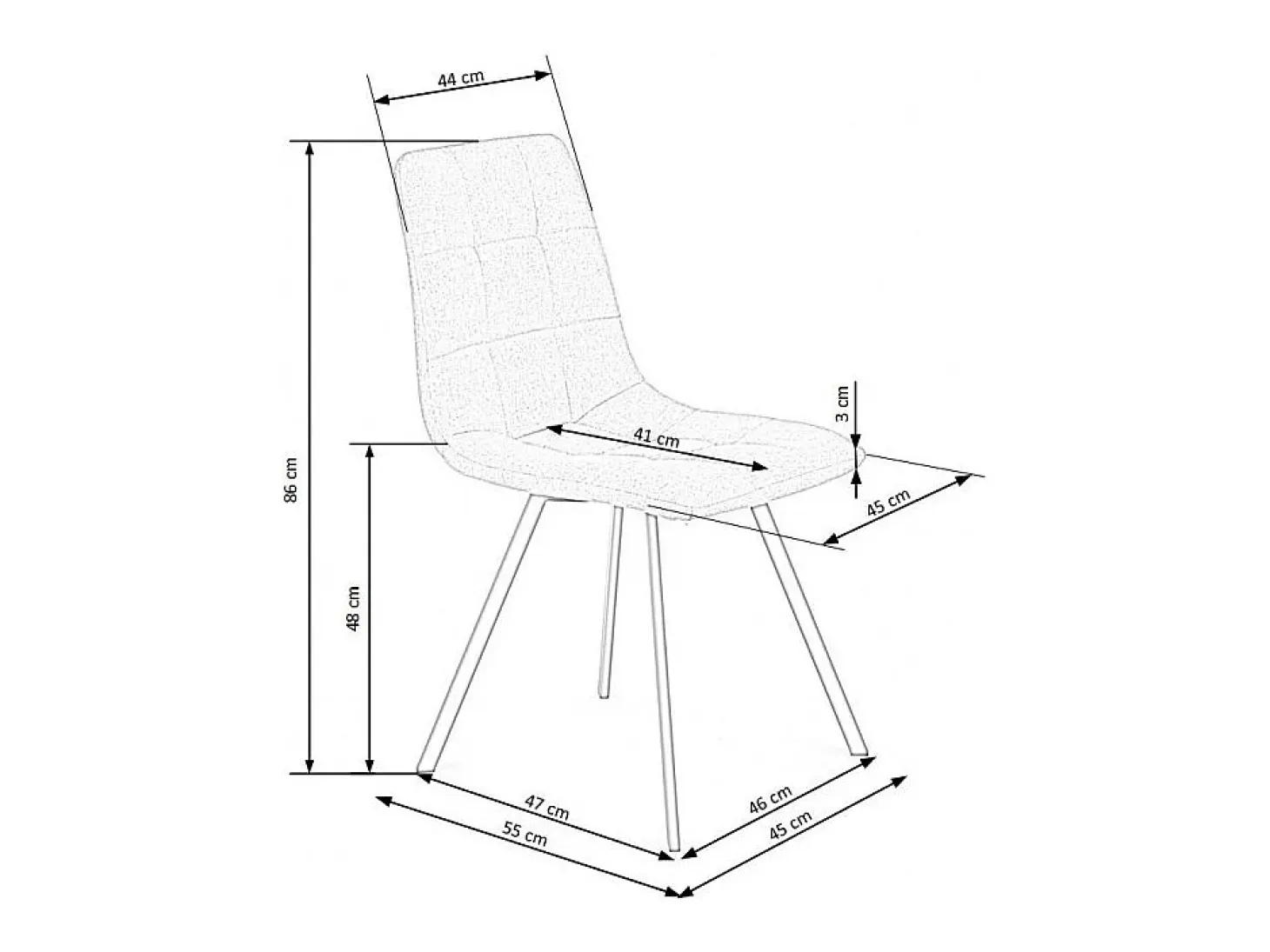 Silla de comedor beige con patas de acero negro Ottawa
