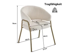 Silla de comedor blanca de 1 plaza, moderna, terciopelo de cordero, patas doradas