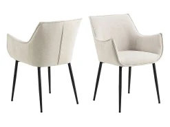 Silla de comedor Bonita con reposabrazos tela beige.