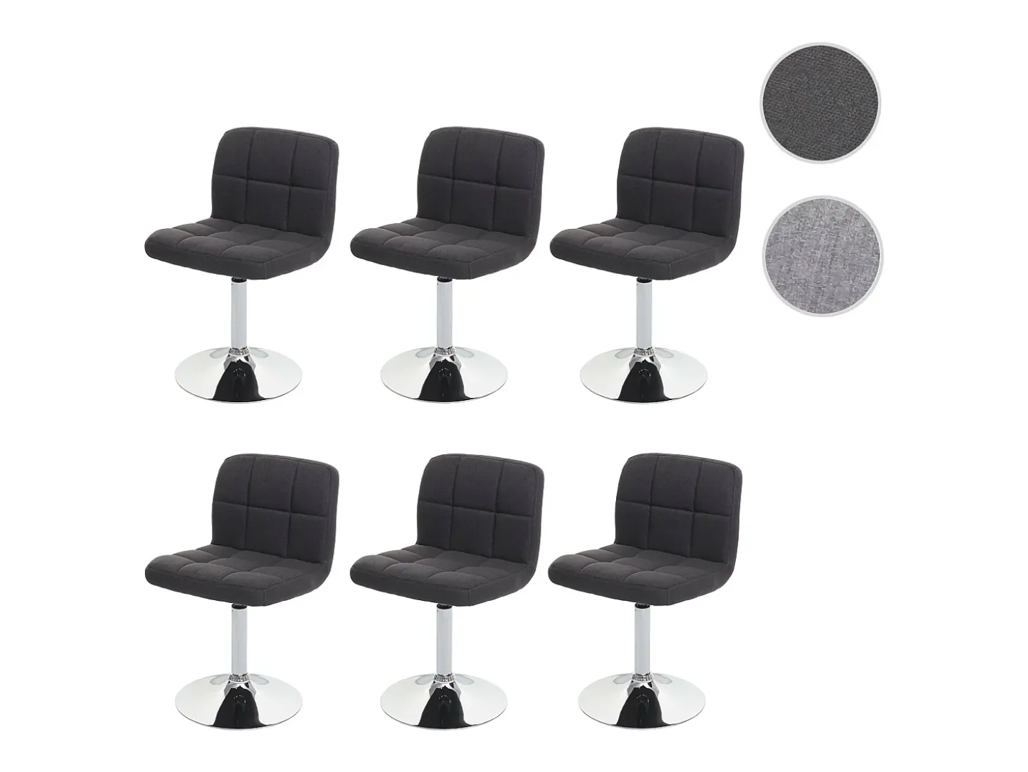 Silla de comedor Cadiz (set de 6), gris oscuro