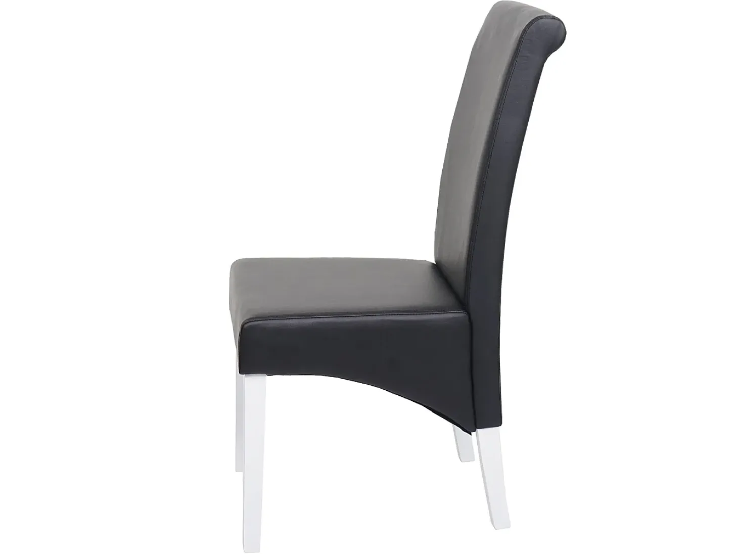 Silla de comedor Cesena (set de 2), cuero, negro, pies blancos