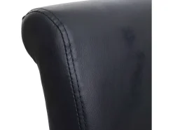 Silla de comedor Cesena (set de 2), cuero, negro, pies blancos