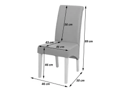 Silla de comedor Cesena (set de 2), Piel, crema, patas oscuras