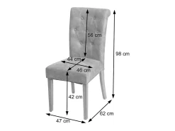 Silla de comedor Chesterfield II (juego de 6), polipiel, crema, patas oscuras