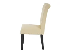 Silla de comedor Chesterfield II (juego de 6), polipiel, crema, patas oscuras