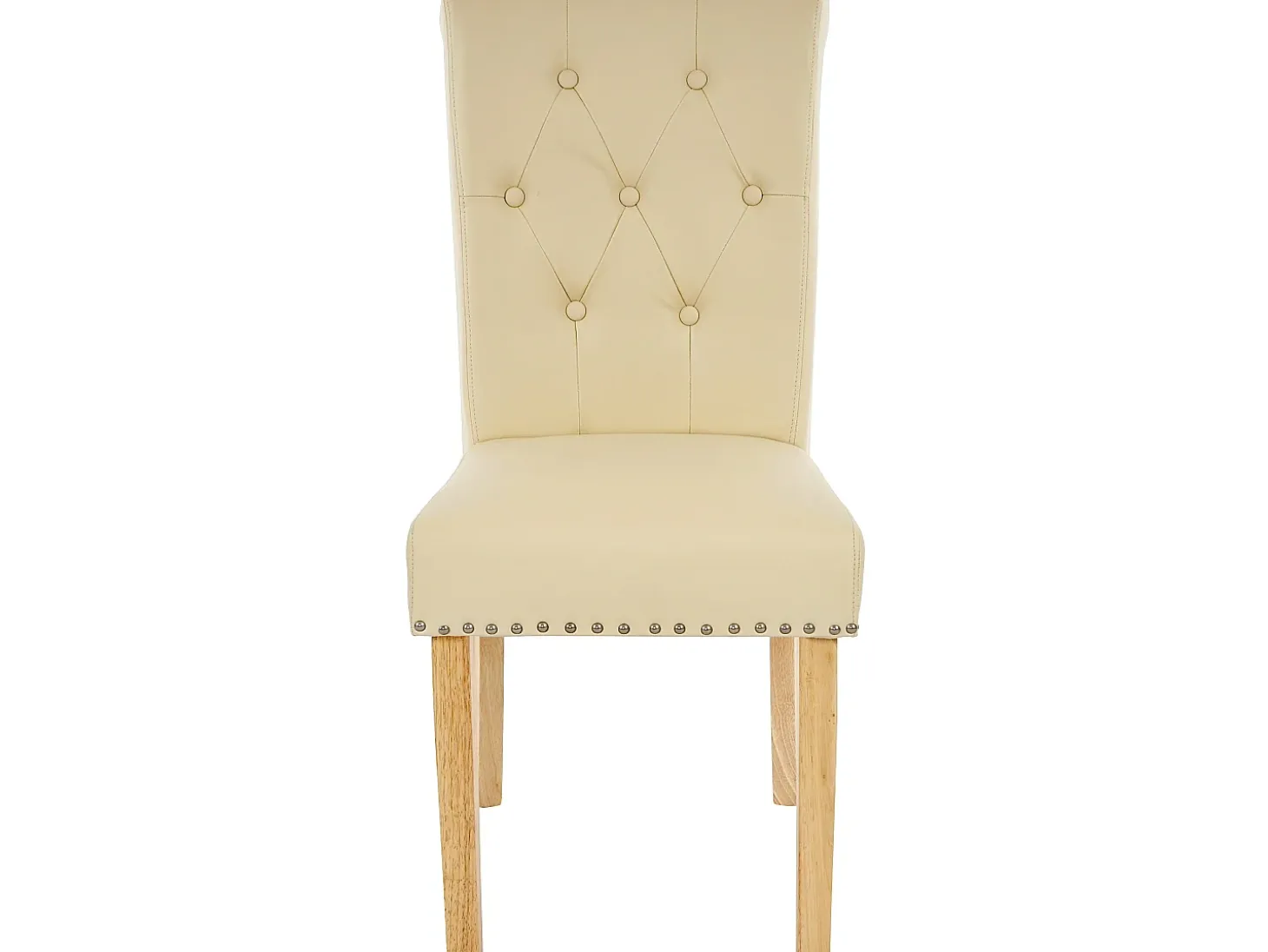 Silla de comedor Chesterfield II (set de 2), Piel sintética, Crema, Patas Ligeras