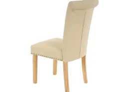 Silla de comedor Chesterfield II (set de 2), Piel sintética, Crema, Patas Ligeras