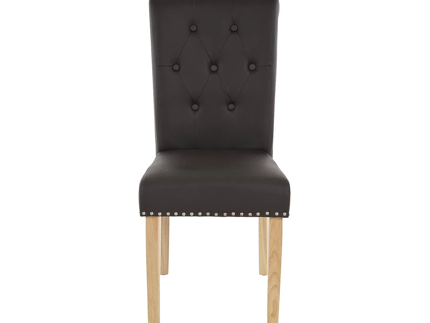 Silla de comedor Chesterfield II (set de 2), imitación de cuero, café, patas ligeras