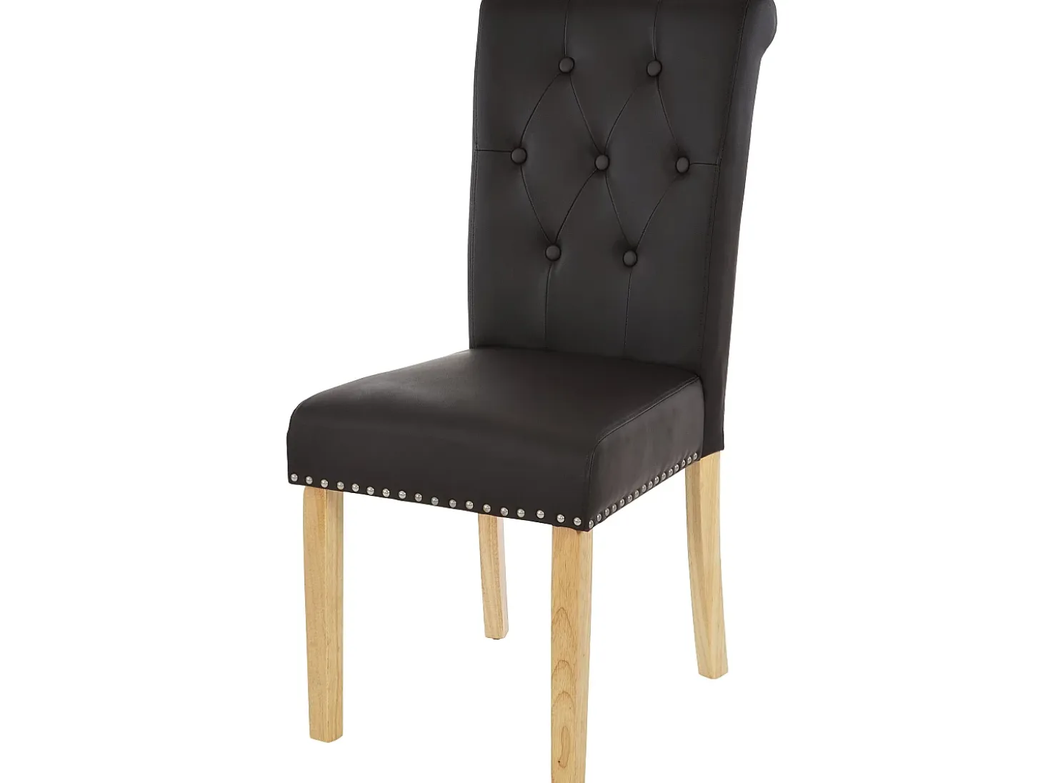 Silla de comedor Chesterfield II (set de 2), imitación de cuero, café, patas ligeras