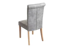 Silla de comedor Chesterfield II (juego de 6), tela/textil gris claro, patas claras