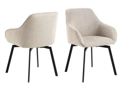 Silla de comedor Clara con reposabrazos tela beige.