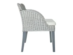 Silla de comedor con cojín ratán natural gris ES485584