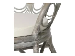 Silla de comedor con cojín ratán natural gris y lino ES851821