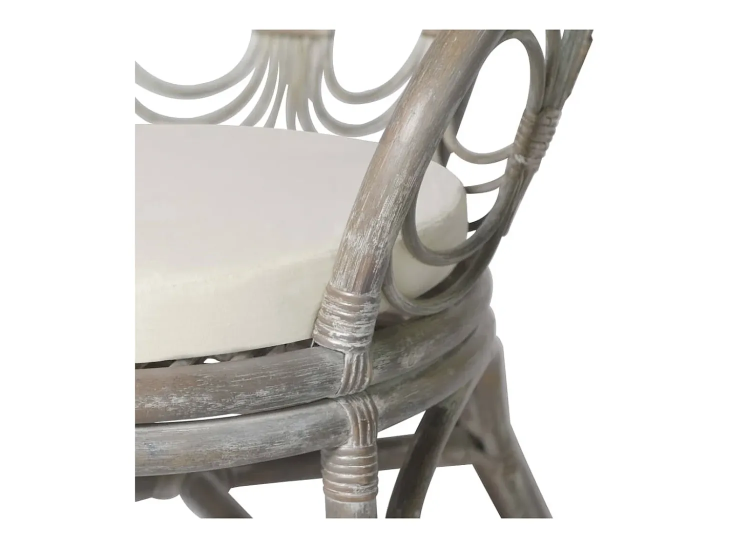 Silla de comedor con cojín ratán natural gris y lino ES851821