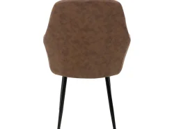 Silla de comedor con respaldo y respaldo. reposabrazos Juego de 2 Piel sintética marrón con