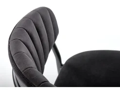 Silla de comedor contemporánea de terciopelo negro con estructura de metal DAGAN