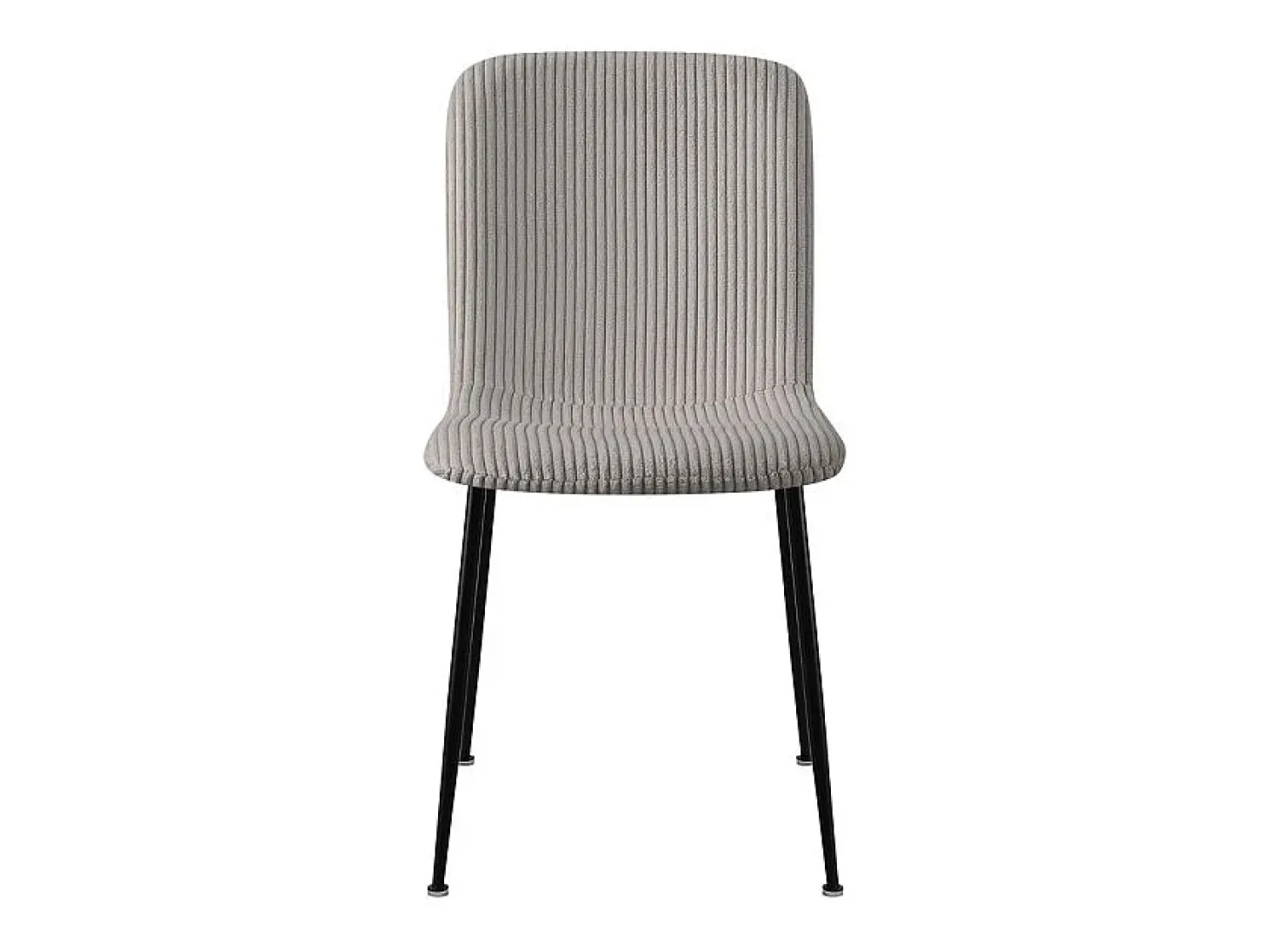 Silla de comedor CORDUROY – Terciopelo de pana gris claro – Patas de metal negro – Estilo diseño