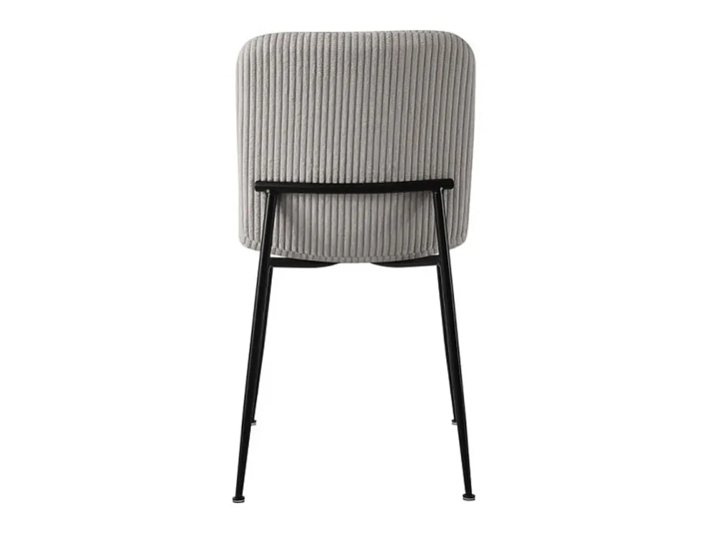 Silla de comedor CORDUROY – Terciopelo de pana gris claro – Patas de metal negro – Estilo diseño