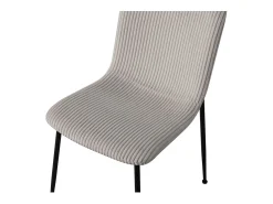 Silla de comedor CORDUROY – Terciopelo de pana gris claro – Patas de metal negro – Estilo diseño