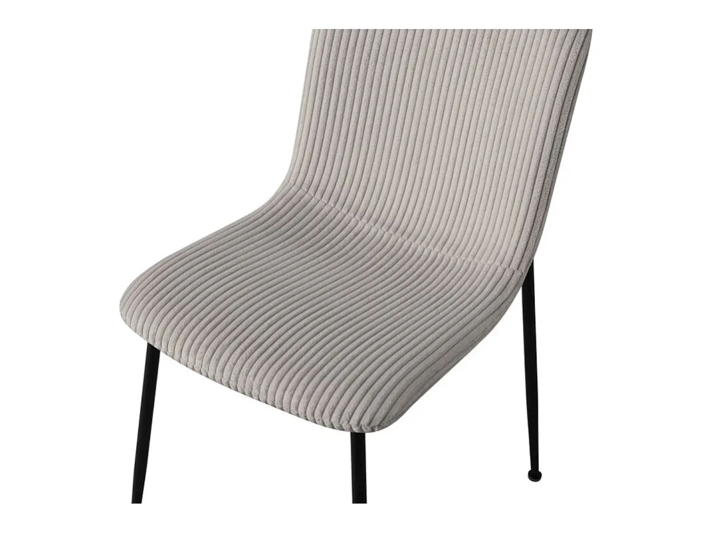 Silla de comedor CORDUROY – Terciopelo de pana gris claro – Patas de metal negro – Estilo diseño