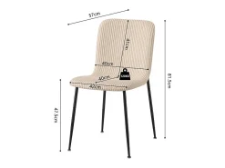 Silla de comedor CORDUROY – Terciopelo de pana beige – Patas de metal negro – Estilo diseño