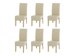 Silla de comedor Crotone (set de 6), crema, patas claras