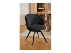 Silla de comedor Darlene con reposabrazos tela gris.