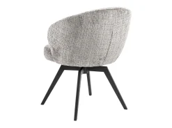 Silla de comedor Darlene con reposabrazos chenilla gris.