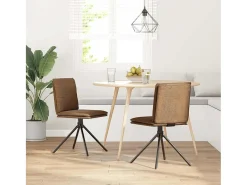 Silla de comedor de ante sintético marrón