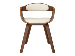 Silla de comedor de cuero sintético y madera curvada crema