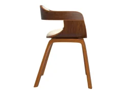 Silla de comedor de cuero sintético y madera curvada crema