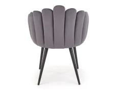 Silla de comedor de diseño en terciopelo gris con patas de acero negro Amboise