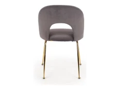 Silla de comedor de estilo vintage en terciopelo gris con patas de acero dorado DATA