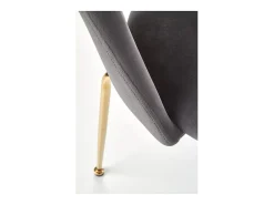 Silla de comedor de estilo vintage en terciopelo gris con patas de acero dorado DATA