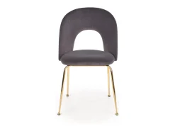 Silla de comedor de estilo vintage en terciopelo gris con patas de acero dorado DATA