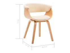Silla de comedor de madera curvada y cuero sintético crema