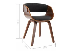 Silla de comedor de madera curvada y tela gris