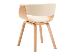 Silla de comedor de madera curvada color crema y piel sintética