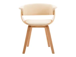 Silla de comedor de madera curvada color crema y piel sintética