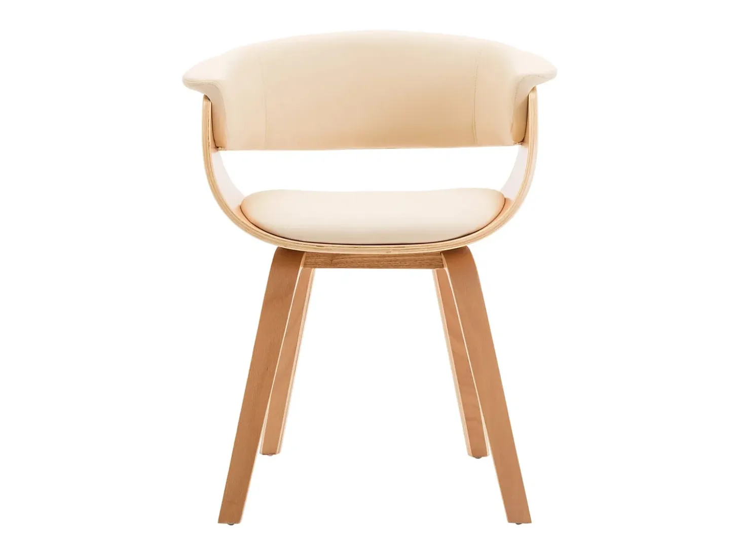 Silla de comedor de madera curvada color crema y piel sintética