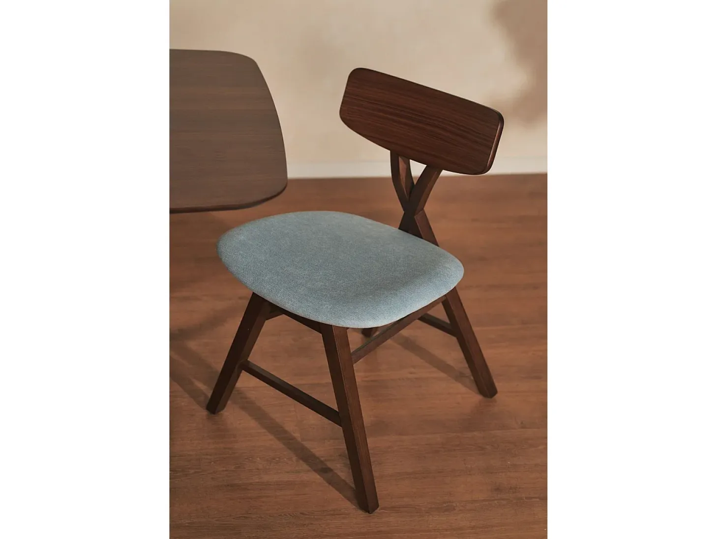 Silla de comedor de madera – Marrón/azul – LOOMENS
