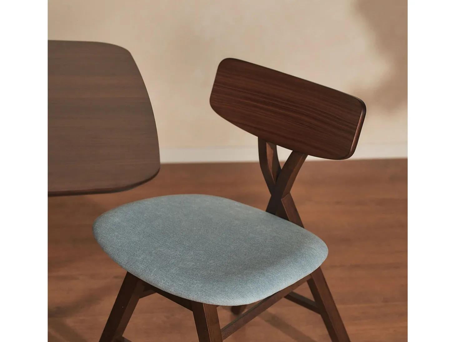 Silla de comedor de madera – Marrón/azul – LOOMENS