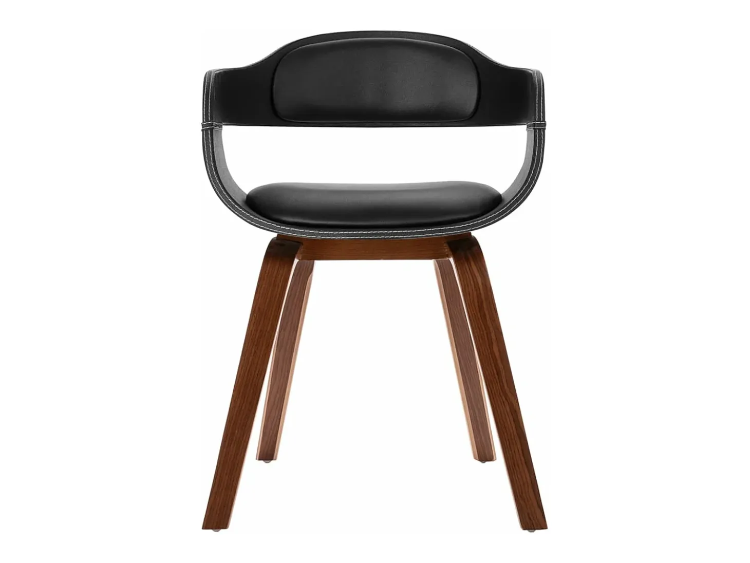 Silla de comedor de madera curvada y cuero artificial